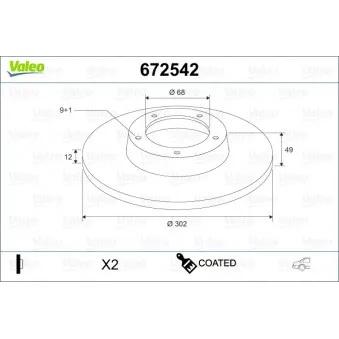 Jeu de 2 disques de frein arrière VALEO OEM 4F0615601E