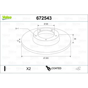 VALEO 672543 - Jeu de 2 disques de frein arrière