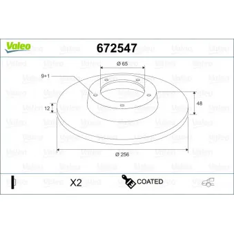Jeu de 2 disques de frein arrière VALEO OEM 1K0615601AJ