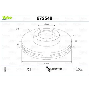 VALEO 672548 - Jeu de 2 disques de frein avant