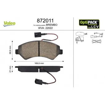Jeu de 4 plaquettes de frein avant VALEO OEM 77367093