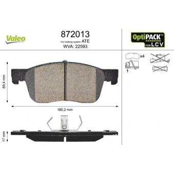 Jeu de 4 plaquettes de frein avant VALEO OEM 1678168280