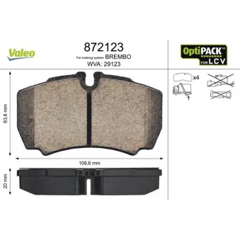 Jeu de 4 plaquettes de frein arrière VALEO OEM 42470841