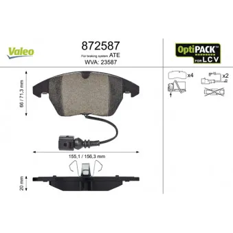 Jeu de 4 plaquettes de frein avant VALEO OEM 3C0698151C
