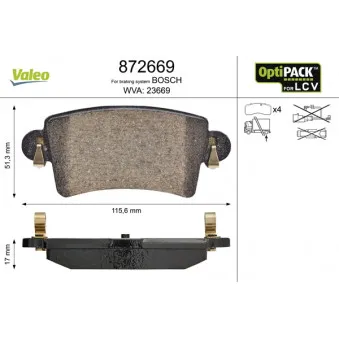 Jeu de 4 plaquettes de frein arrière VALEO OEM 4406000QAE