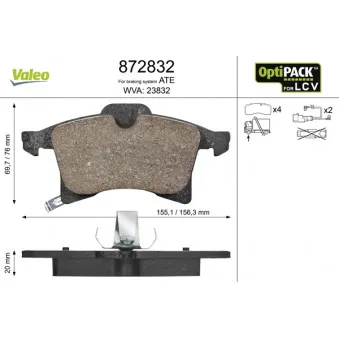Jeu de 4 plaquettes de frein avant VALEO OEM 93189697