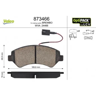Jeu de 4 plaquettes de frein avant VALEO OEM 77367090