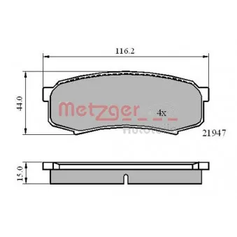 METZGER 1170871 - Jeu de 4 plaquettes de frein arrière