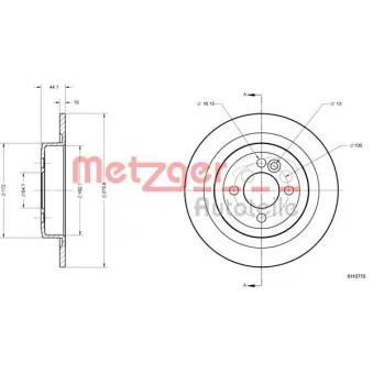METZGER 6110770 - Jeu de 2 disques de frein arrière