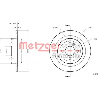 Jeu de 2 disques de frein arrière METZGER OEM 6784389