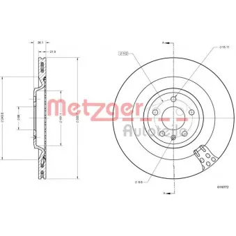 Jeu de 2 disques de frein arrière METZGER OEM 4H0615601P