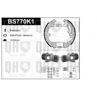 QUINTON HAZELL BS770K1 - Kit de freins, freins à tambours