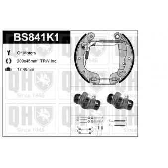 QUINTON HAZELL BS841K1 - Kit de freins, freins à tambours