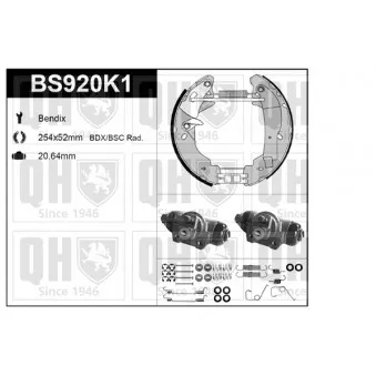 QUINTON HAZELL BS920K1 - Kit de freins, freins à tambours