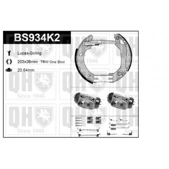 Kit de freins, freins à tambours QUINTON HAZELL BS934K2