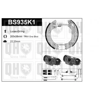 QUINTON HAZELL BS935K1 - Kit de freins, freins à tambours