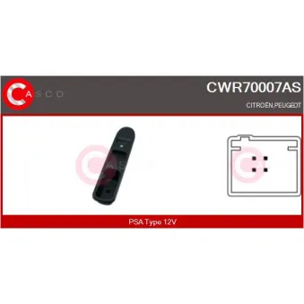 CASCO CWR70007AS - Interrupteur, lève-vitre