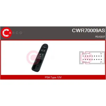 Interrupteur, lève-vitre CASCO CWR70009AS pour PEUGEOT 207 1.4 - 73cv