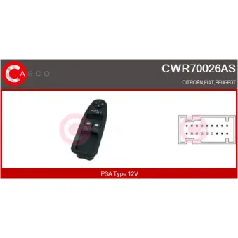 CASCO CWR70026AS - Interrupteur, lève-vitre