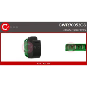 CASCO CWR70053GS - Interrupteur, lève-vitre