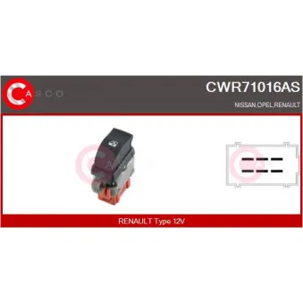 CASCO CWR71016AS - Interrupteur, lève-vitre