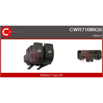 CASCO CWR71086GS - Interrupteur, lève-vitre