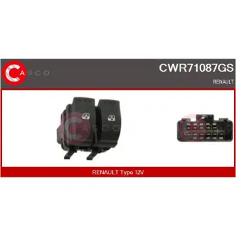 CASCO CWR71087GS - Interrupteur, lève-vitre