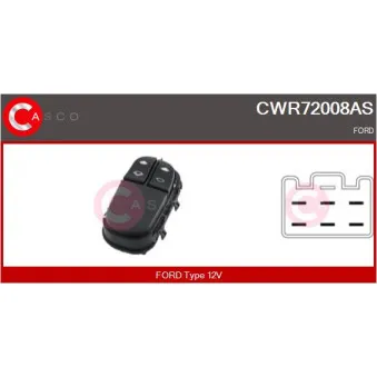 CASCO CWR72008AS - Interrupteur, lève-vitre