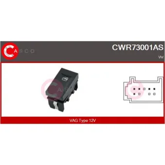 CASCO CWR73001AS - Interrupteur, lève-vitre