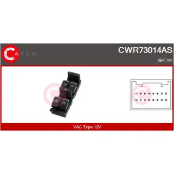 CASCO CWR73014AS - Interrupteur, lève-vitre