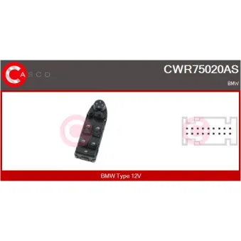 CASCO CWR75020AS - Interrupteur, lève-vitre