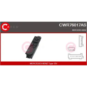 CASCO CWR76017AS - Interrupteur, lève-vitre
