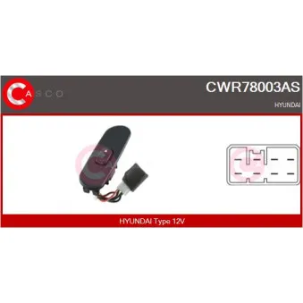 CASCO CWR78003AS - Interrupteur, lève-vitre