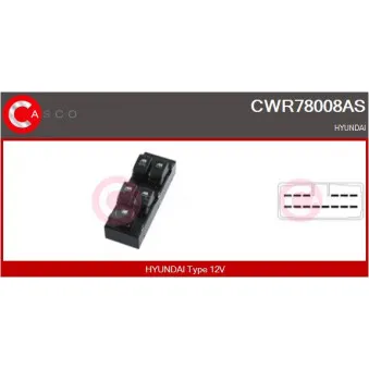 Interrupteur, lève-vitre CASCO CWR78008AS