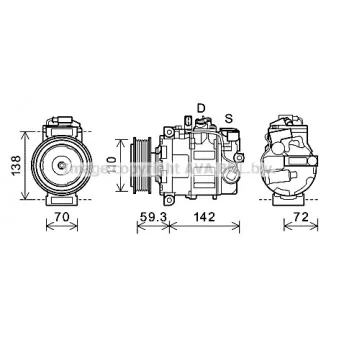 Compresseur, climatisation AVA QUALITY COOLING OEM 7L6820808
