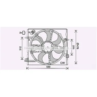 Ventilateur, refroidissement du moteur AVA QUALITY COOLING OEM V46-01-1344