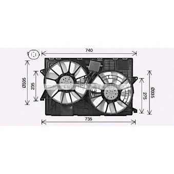 Ventilateur, refroidissement du moteur AVA QUALITY COOLING JE7087