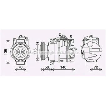 Compresseur, climatisation AVA QUALITY COOLING OEM A0022302911