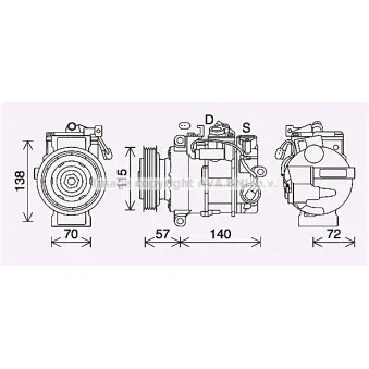 Compresseur, climatisation AVA QUALITY COOLING OEM A0038304160