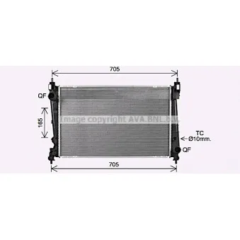 Radiateur, refroidissement du moteur AVA QUALITY COOLING OL2721
