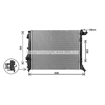 Radiateur, refroidissement du moteur AVA QUALITY COOLING RT2648 pour RENAULT MEGANE 1.5 dCi 110 - 110cv