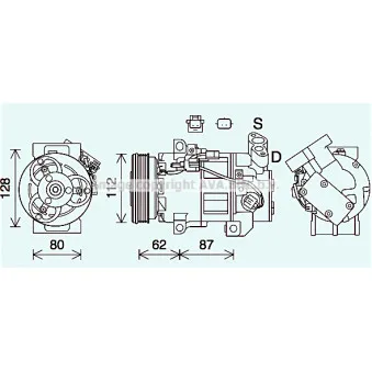 Compresseur, climatisation AVA QUALITY COOLING RTK639 pour RENAULT CLIO 1.2 LPG 16V - 73cv