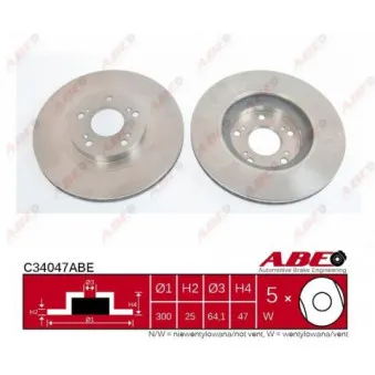 ABE C34047ABE - Jeu de 2 disques de frein avant
