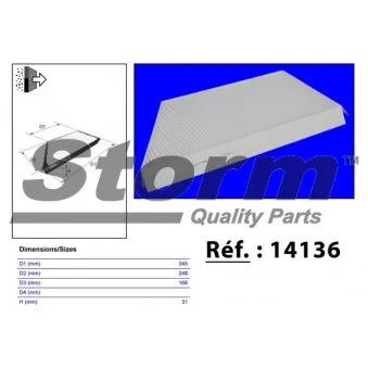Filtre, air de l'habitacle Storm OEM 9624701380