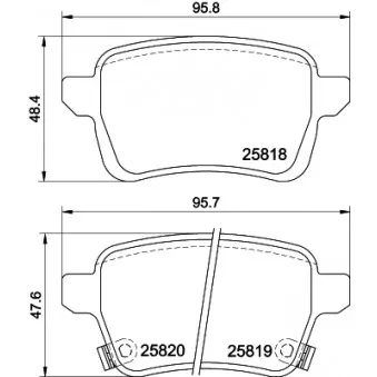 Jeu de 4 plaquettes de frein arrière HELLA OEM 77367914