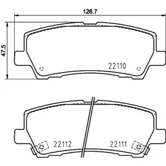 Jeu de 4 plaquettes de frein arrière HELLA OEM 5281018