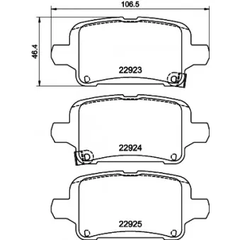 Jeu de 4 plaquettes de frein arrière HELLA OEM 13595651