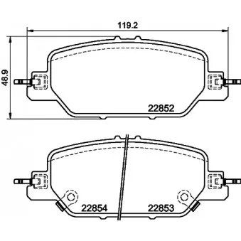 Jeu de 4 plaquettes de frein arrière HELLA OEM 43022THAH00