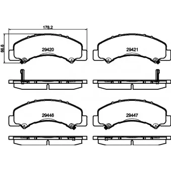 HELLA 8DB 355 040-791 - Jeu de 4 plaquettes de frein arrière