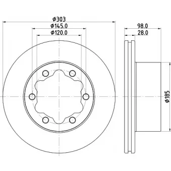 Jeu de 2 disques de frein arrière HELLA OEM 2N0615601A
